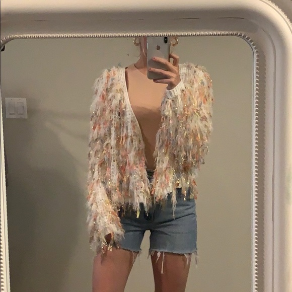 Forever 21 Jackets & Blazers - Glitter Fringe Sweater Jacket